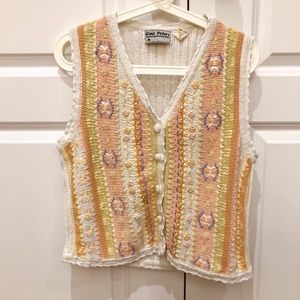 Gina Peters Vintage Crocket Floral Knit Vest